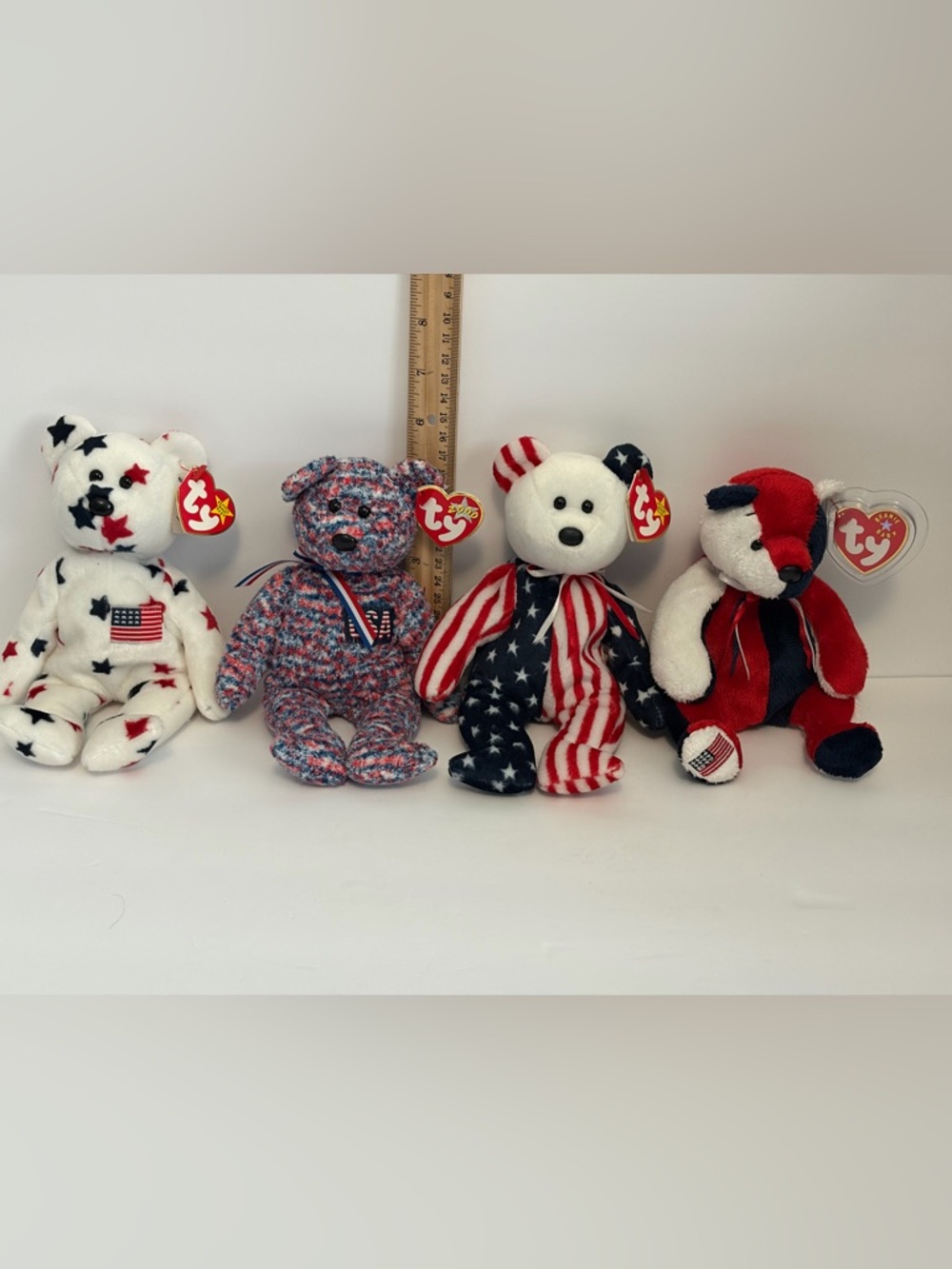 Lot of 4 USA Ty Beanie Babies Bears